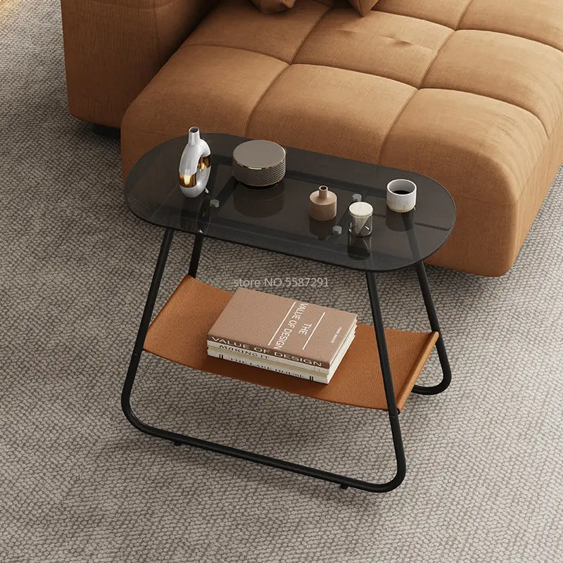 Mesa auxiliar para sofá, mueble de lujo con luz nórdica, varios laterales, mesa de centro pequeña minimalista moderna