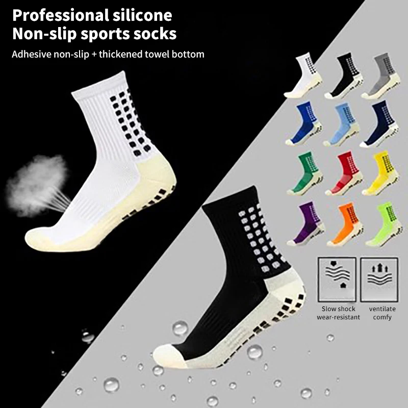 

1Pair Men's Football Soccer Socks Sports Cycling Grip Socks Anti Slip Non Slip Grip Pads For Football Basketball New