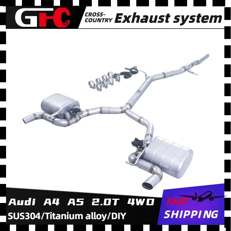 GFC Front pipe catback performance exhaust system with valve muffler, OEMdiffuser For 2022-2024 Audi A4 A5 2.0T four-wheel drive