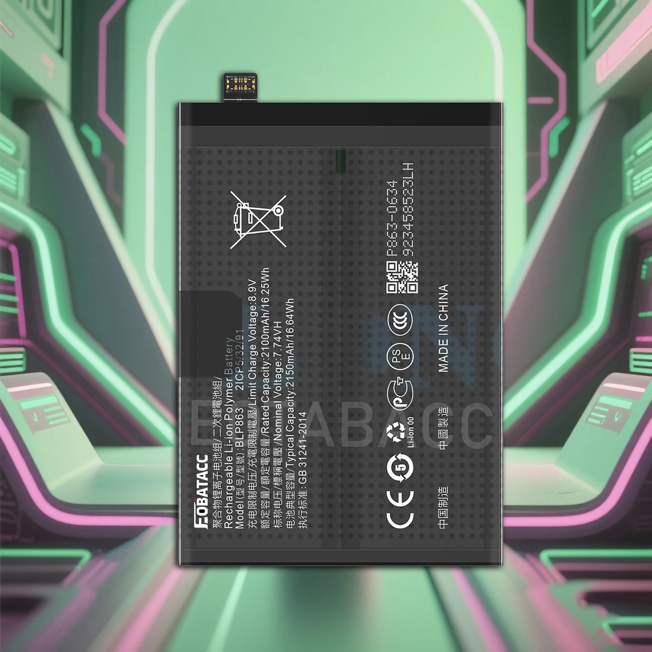 

2025 Years EOBATACC 100% New Battery BLP863 For OPPO Reno 6 5G Battery +Free Tools