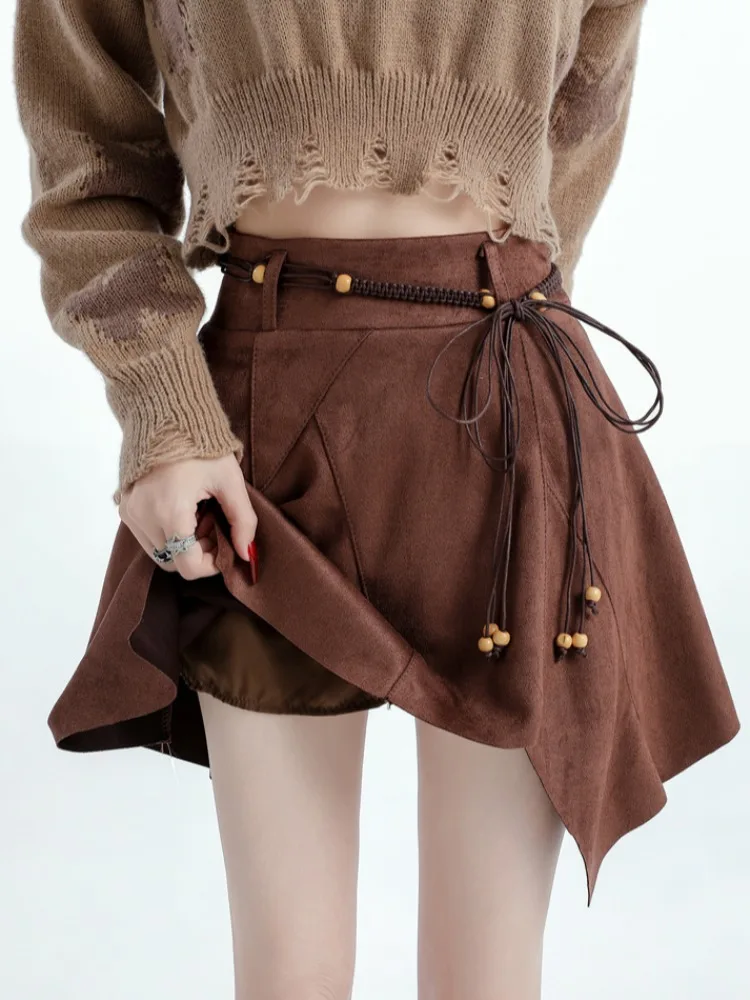 Jupe asymétrique taille haute pour femmes, nouvelle collection automne hiver, petite taille, amincissante, Anti-lumière, Sexy, ligne a, jupe ort