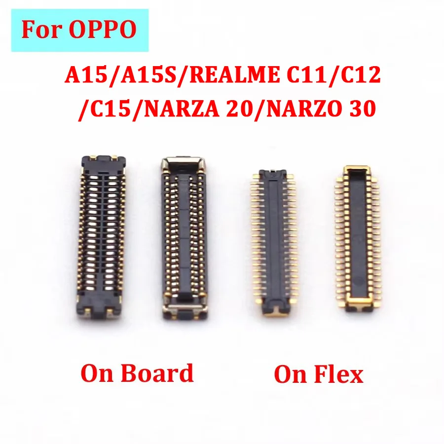 10pcs LCD Display FPC Connector On Board For OPPO A15/A15S/REALME C11/C12/C15/NARZA 20/NARZO 30 Screen Plug 40pin