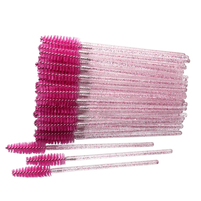 Peigne à cils jetable en cristal, brosse à cils, baguettes de Mascara, applicateur, pinceaux de maquillage pour Extension de cils, outils de maquillage, 50 pièces