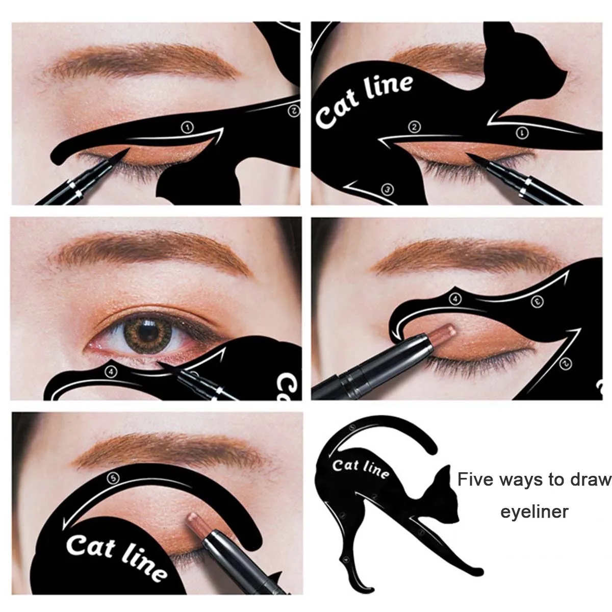 2Pcs/Set Cat Eyeliner Pro Beauty Eyebrow Mold Stencils Eye Makeup Tool Eyeliner Stencils Template Shaper Model For Women