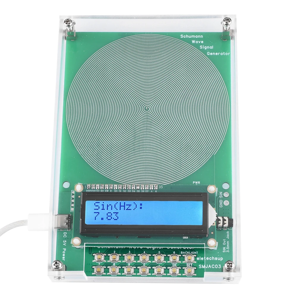7.83HZ Signal Generator Schumann Resonance Sine Wave Generator 0.01Hz~100000Hz Adjustable DC 5V Type-C Interface
