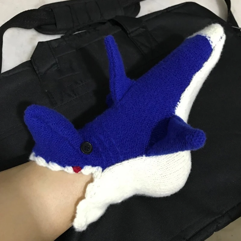 Chunky Crochet Knit Calf Socks Funny 3D Wide Mouth Shark Animal Floor Stockings