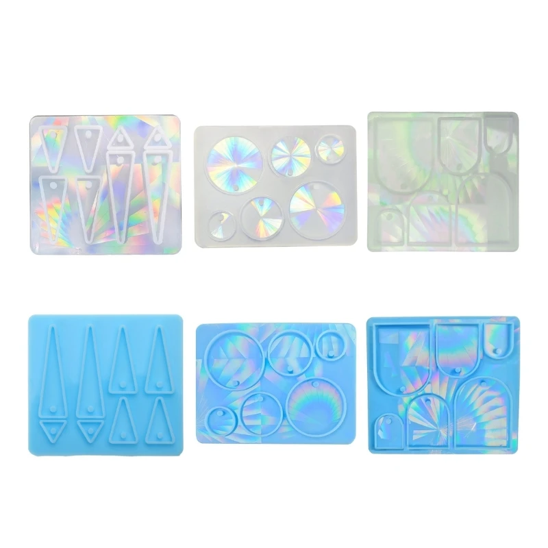 Holographic Resin Silicone Mold DIY Geometric Earring Keychain Pendant Mould Light and Shadow Crystal Epoxy Molds Crafts