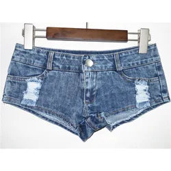 26 New Sexy Ultra-low Waist Denim Shorts Bodycon Slim Elastic Cotton Ultra-short Hot Pants Nightclub Pole Dance Shorts Feminino