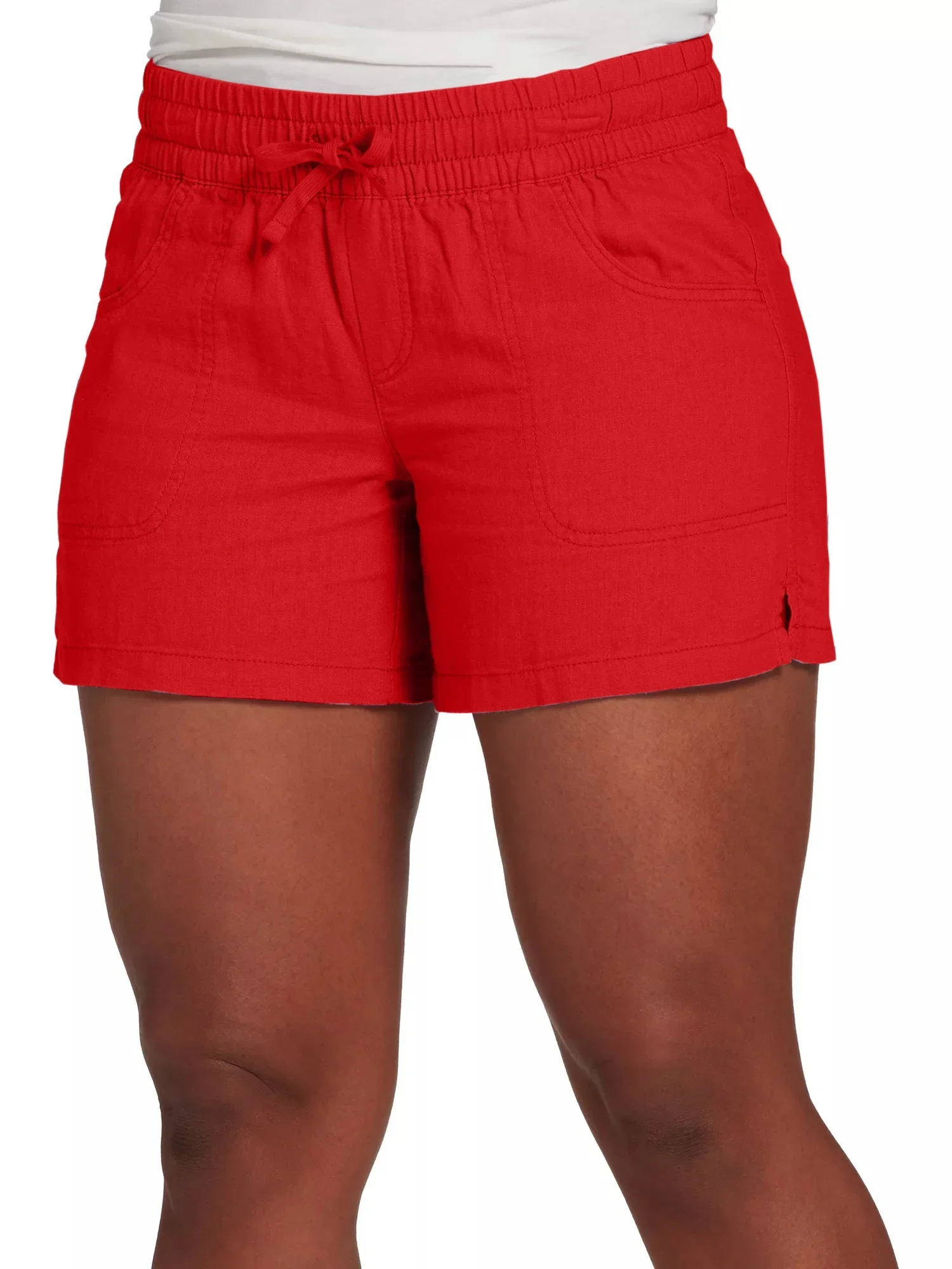 Women Fashion Casual Solid Color Elastic Waist Split Shorts Casual Short Pants