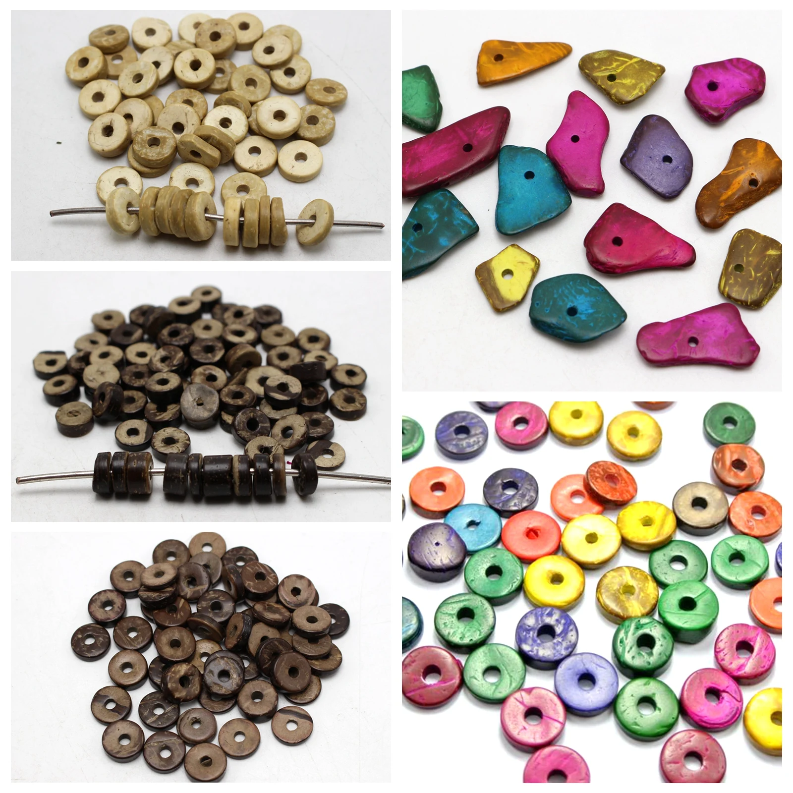 Craft DIY Natural Coconut Column Heishi Beads 9mm 12mm Irregular Chips Various