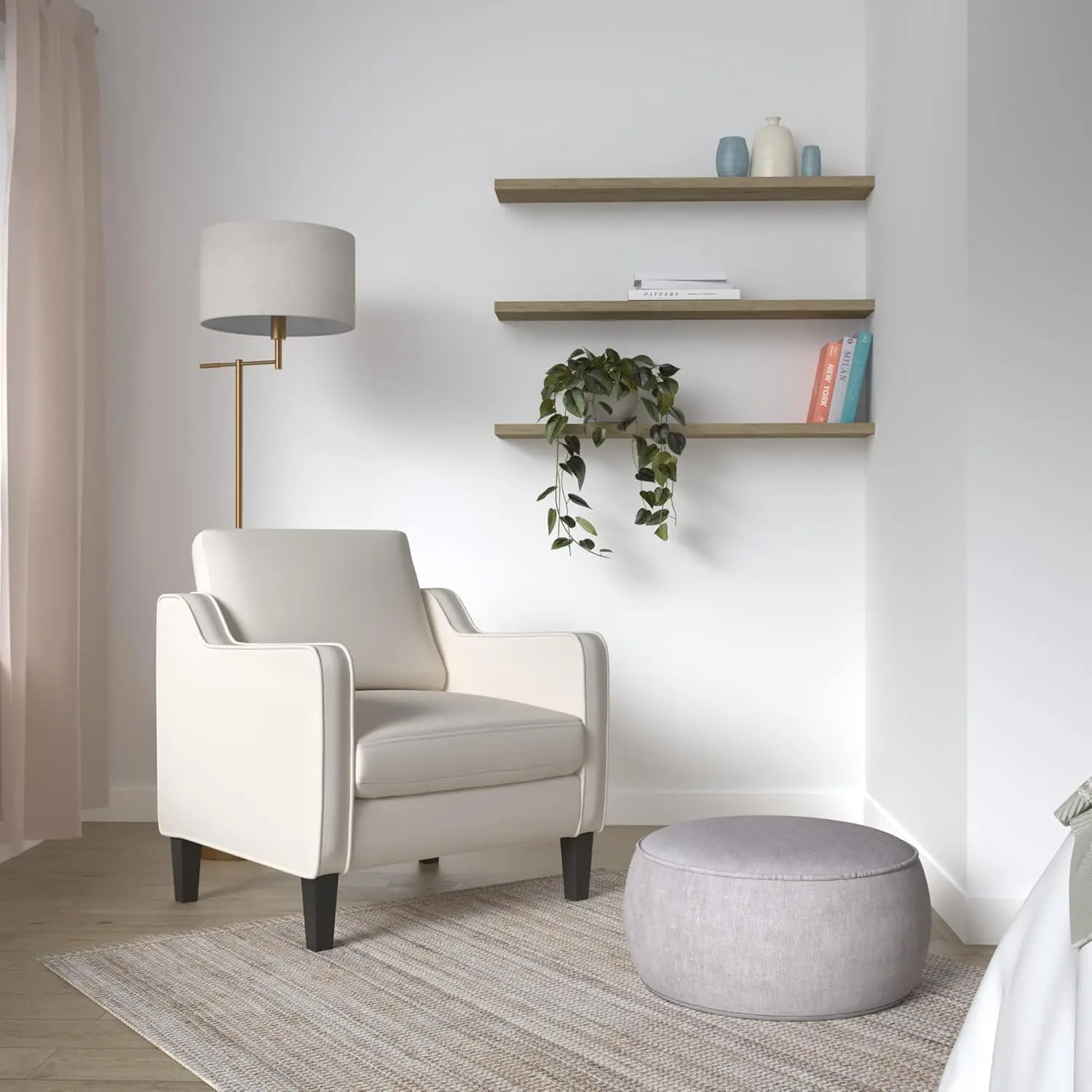 Accent Chairs-Sillón tapizado para habitación, sillón de lectura para espacios pequeños, color Beige, 2 unidades