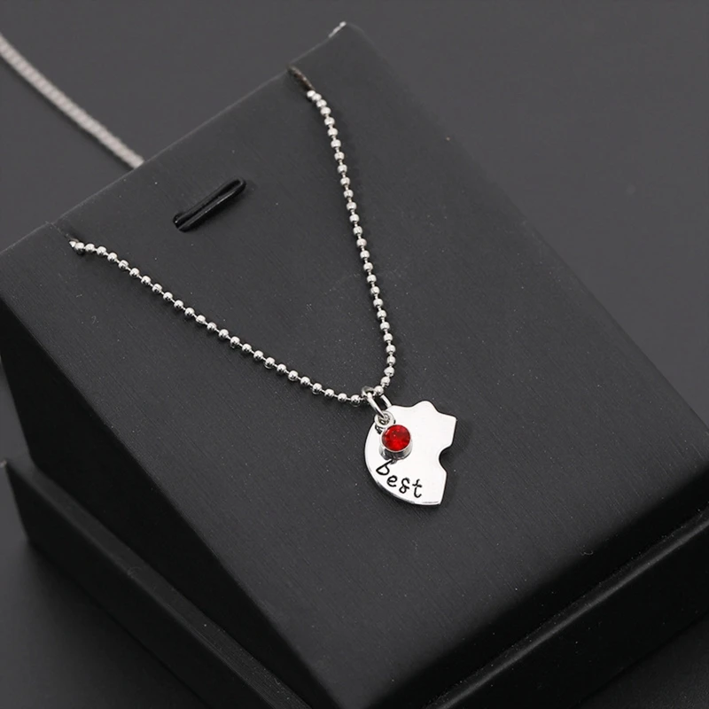 4 Pcs Best Friend Forever Splicing Necklaces Children's Cartoon Necklace Rhinestones Broken Heart Pendant Necklaces