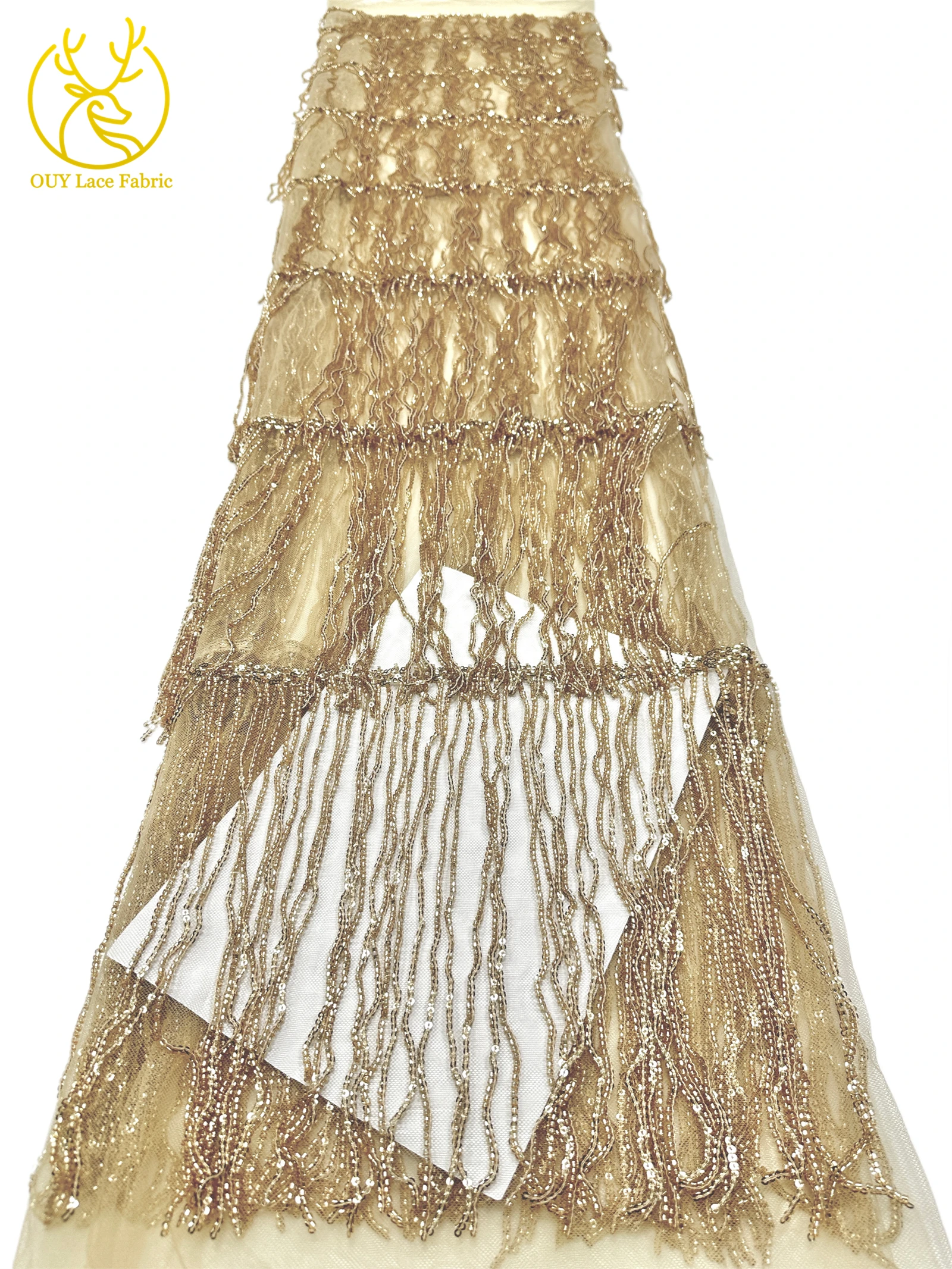 Weinroter nigerianischer 3D-Quasten-Perlen-Spitzenstoff, französischer Pailletten-Tüll-Spitzenstoff, afrikanischer Spitzenstoff für Damen, Hochzeitskleid, Nähen – Detail 22