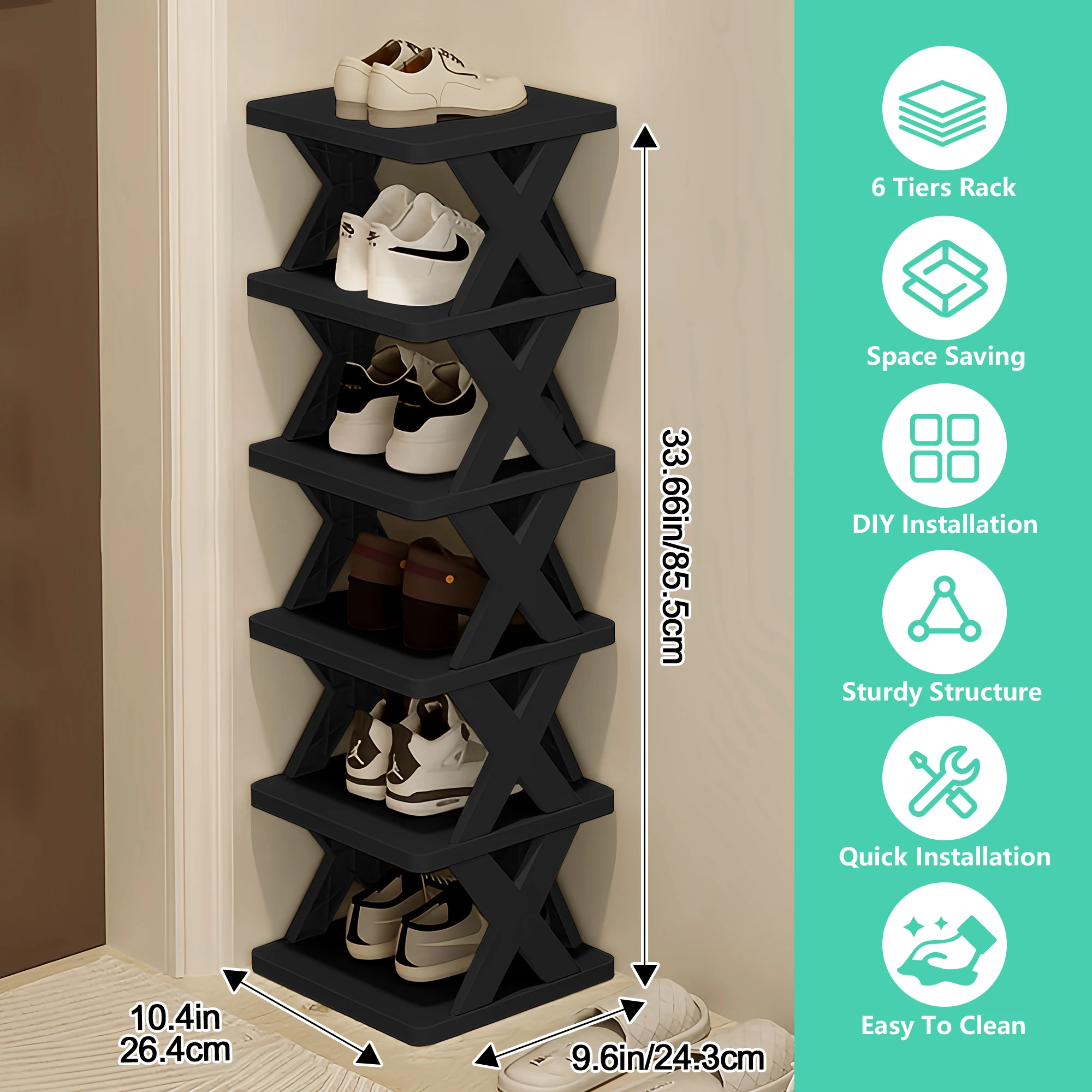 Plastic Dustproof Multi Layer Simple Shoes Shelf Detachable Folding Shoe Racks X-Shaped Space Saving Shoes Storage Organizer