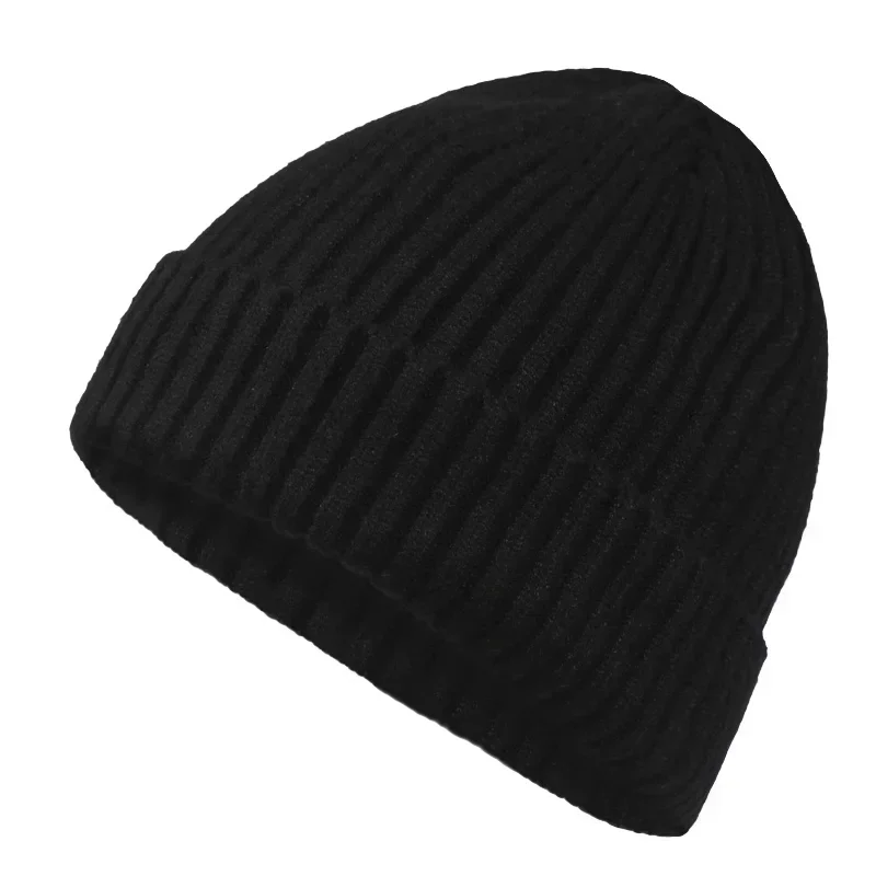 Men\'s Winter Hat 2023 Male Skullies Beanie Wool Single Layer Warm Black Knitted Hat for Women Thickened Ear Protection Windproof