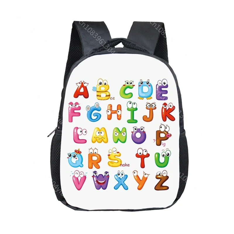 Alphabet 26 Letters Print Backpack Children Schoolbags for 2-4 Years Kids A-Z Letter Kindergarten Bag Baby Toddler Bookbags Gift