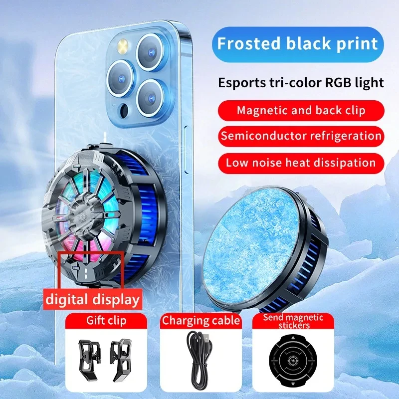 Mobile Phone Radiator Cooling Fan Digital Dsplay Magnetic Cooler for iPhone Samsung Mobile Cooler for PUBG Gaming Accessories