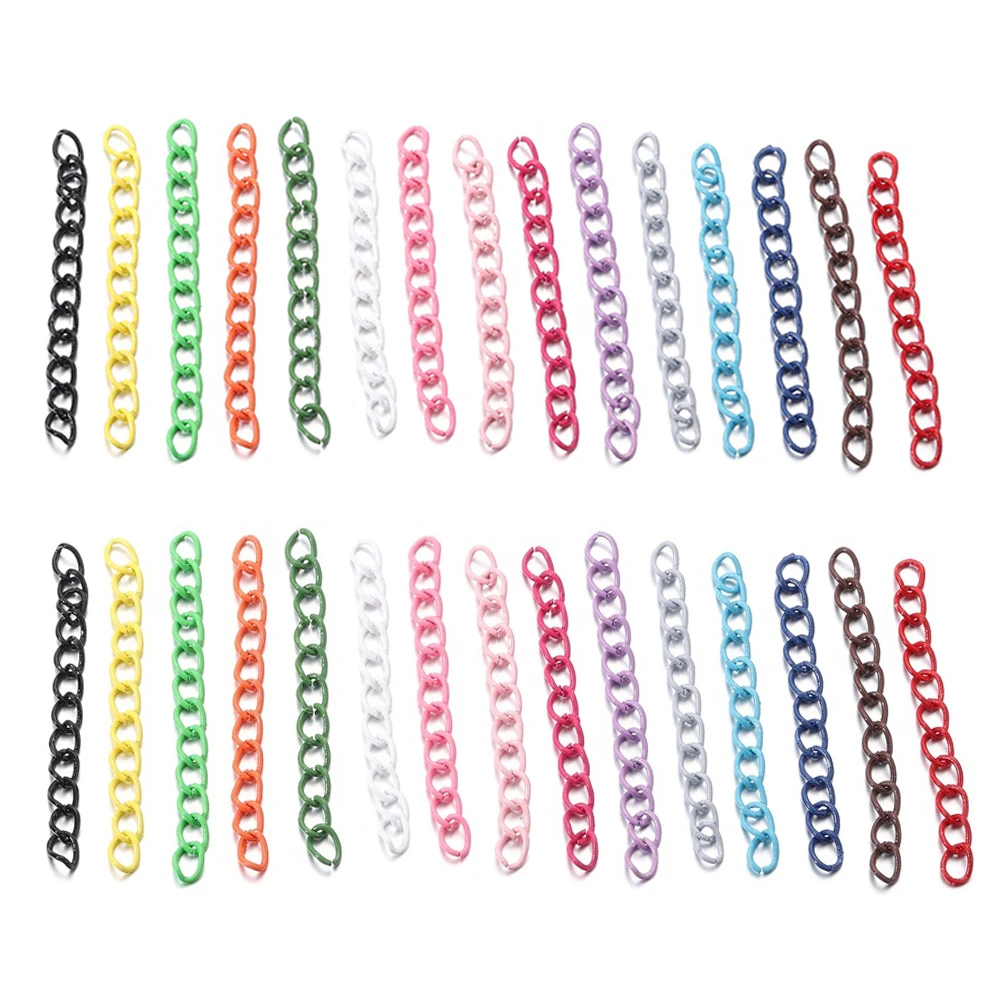 30pcs 5cm Colorful Necklace Extension Chain Connector Extend Chains for DIY Bracelet Jewelry Making Accessories Wholesale