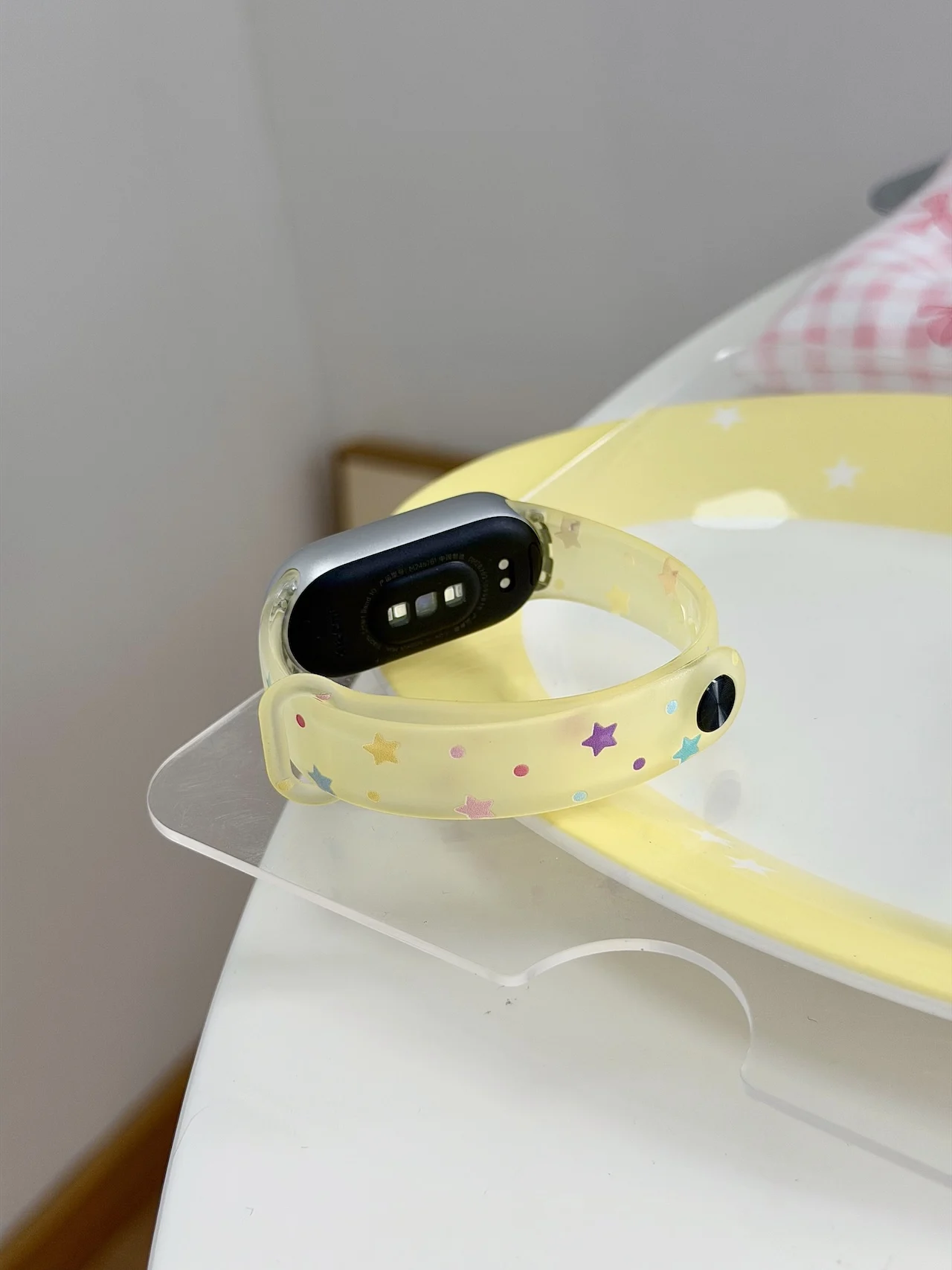 Clear Pastel Star Dot Pattern Wristband For Xiaomi Mi Band 8 9 10 Skin-Friendly Lightweight Girls Watch Replacement Accessory