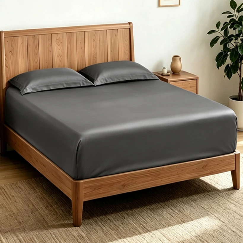 Hotel Quality Egyptian Long Staple Cotton Fitted Sheet Sateen Elastic All Around Mattress Cover Wrinkle Resistant Soft Bed Sheet