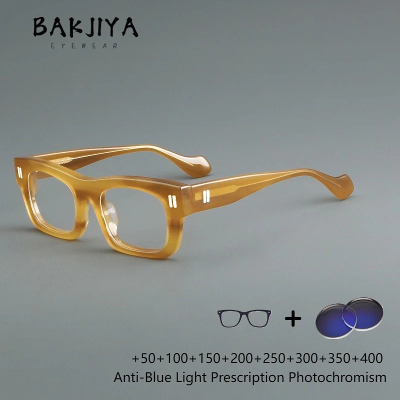 

Vintage Thick Acetate Optical Prescription Eyeglasses Retro Square Eyewear Men and Women Myopia Anti-Blue Light Glasses Frame