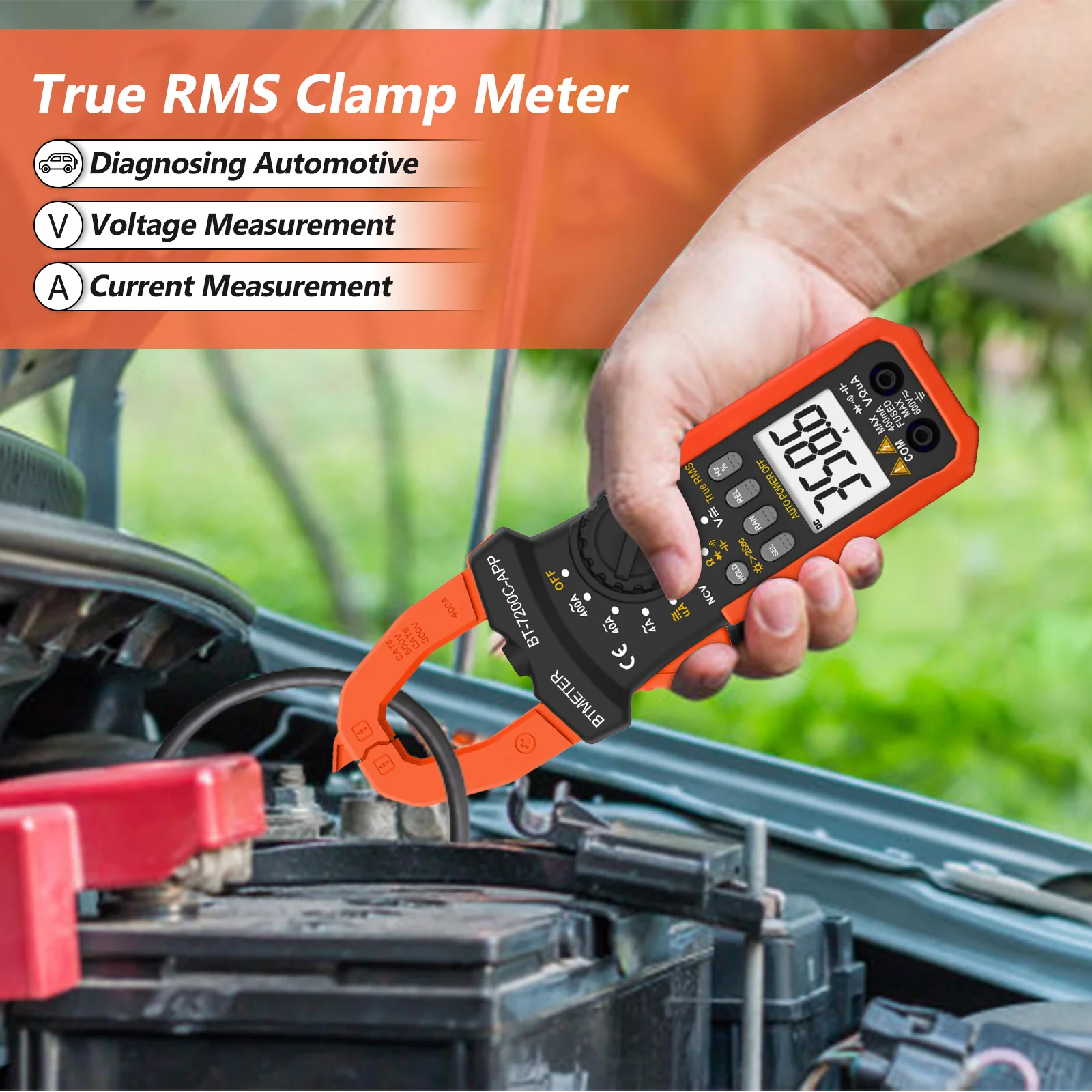 

Digital Clamp Meter Multimeter, Auto Range 4000 TRMS AC DC Voltmeter Ammeter Test Volt Amp Ohm Capacitance Frequency w/Data