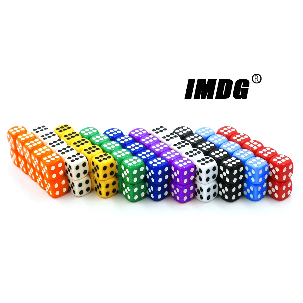 100pcs/Pack 14mm Acrylic Game Dice Accessories #14 Round Corner Cubes Colorful Dot Drinking Dice