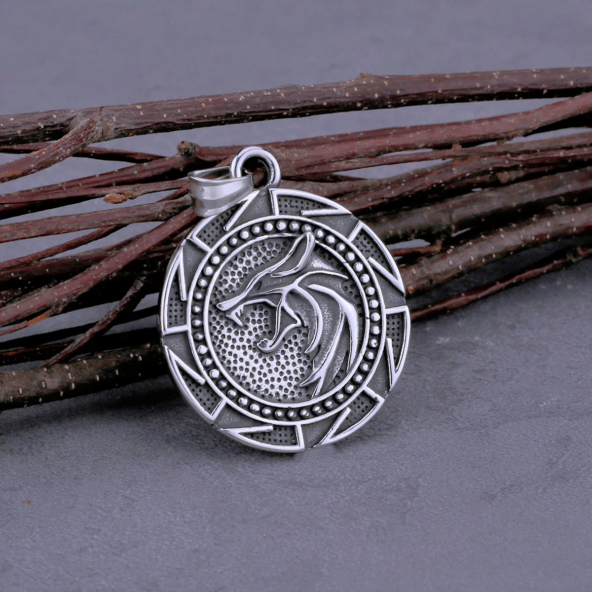 Fashion Slavic Viking Wolf Wizard Rune Necklace Men's Stainless Steel Vintage Charm Amulet Pendant Necklace Medallion Jewelry - view 5