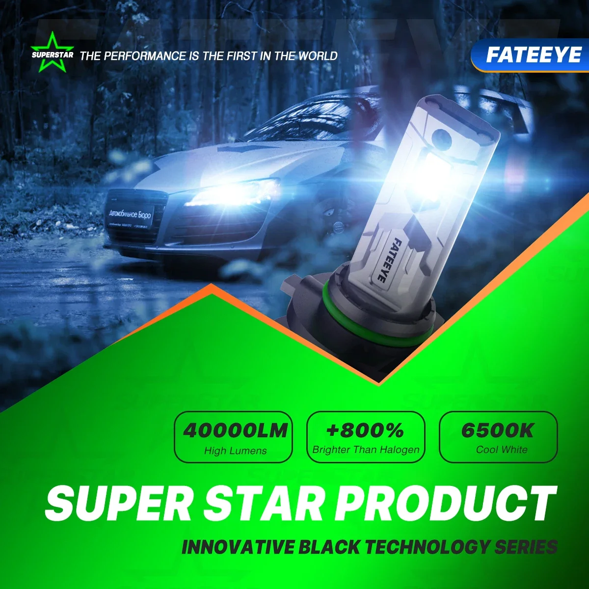 Fateeye super power F9 200W 40000lumen Auto LED Motorcycle H7 h11 9005 9006 h4 Led Headlight Bulb  led h4