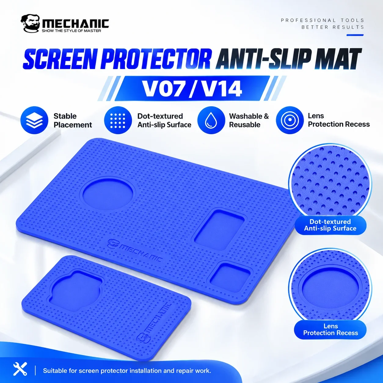 MEHCANIC V07/V14 Screen Protector Anti-Slip Mat Lens Protection Recess for Phone Repair Screen Protector Positioning Mat Tool