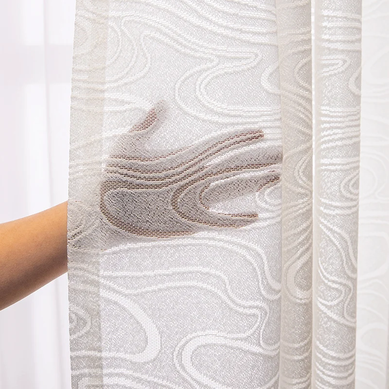 Balcony Bedroom Living Room Jacquard Window Screen Modern Simple White Screen