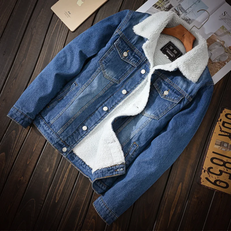 Winter Warm Fleece Men\'s Denim Jackets Streetwear Casual Cotton Classic Slim Jeans Coat Brand Clothes Cowboy Jacket Ropa Hombre