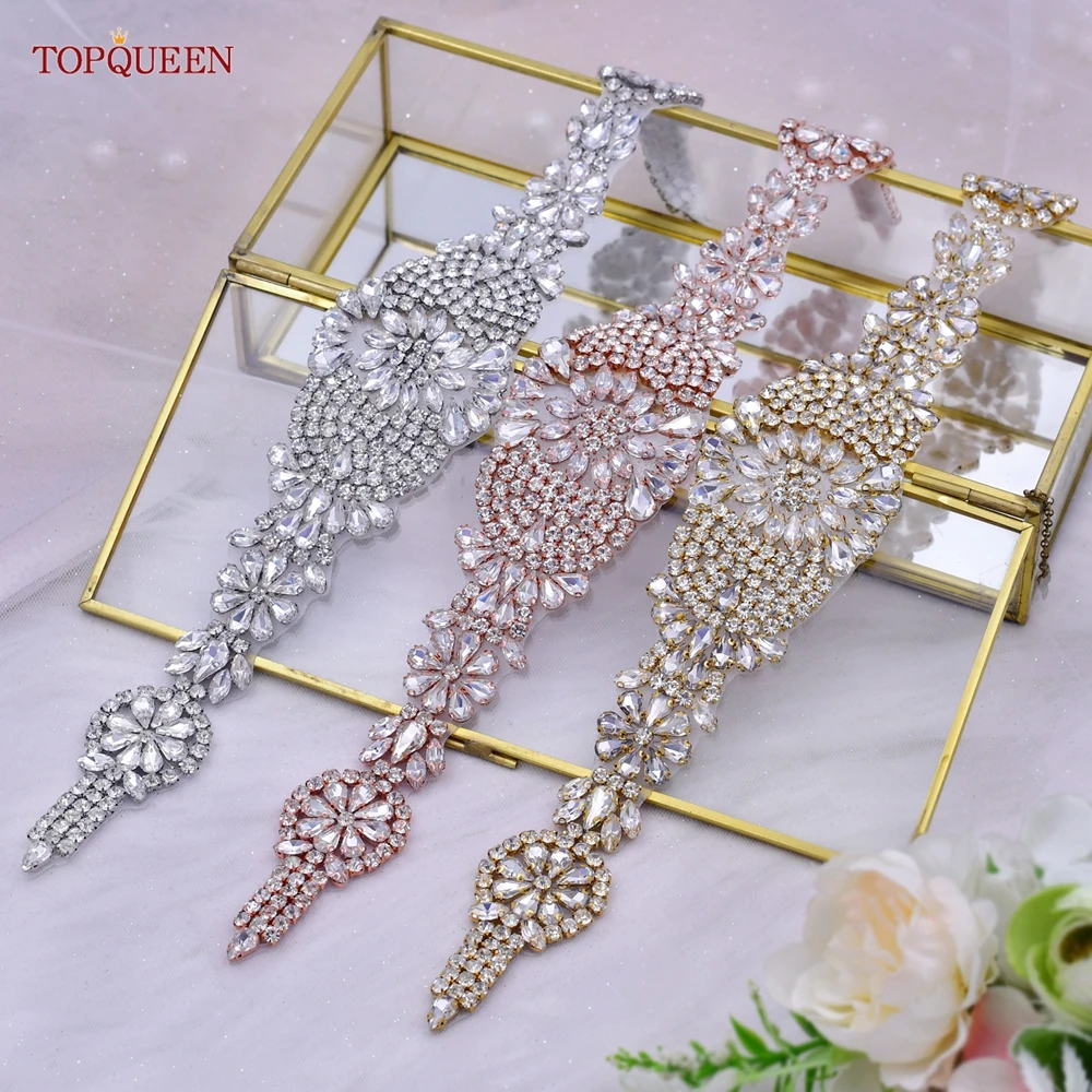 Topqueen s123 diy strass apliques de luxo artesanal nupcial cinto feminino costurar em guarnições vestido saco roupas acessórios decoração