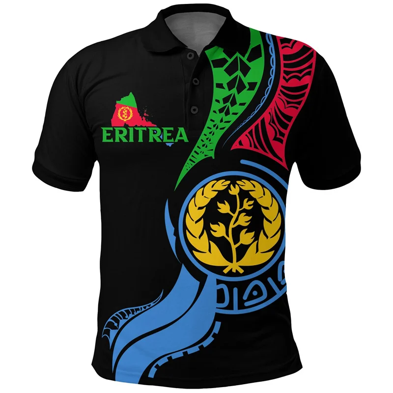 Cool New Summer 3D The Flag Of Eritrea Printing Polo Shirt ERI UNITED Emblem Graphic Men Polo Shirt Kid Fashion Y2k Top Clothing