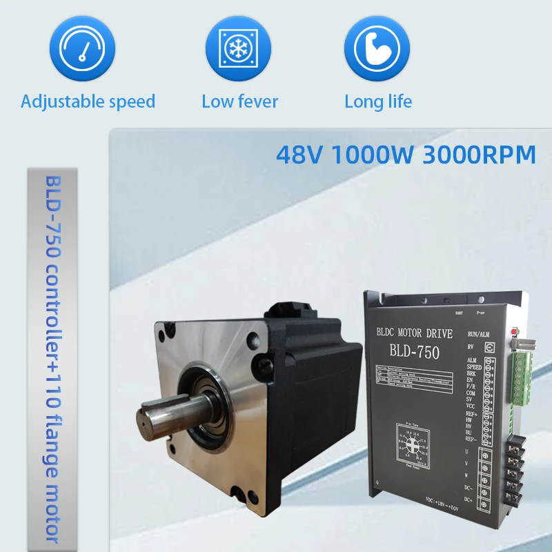 

1000W Low Voltage 110 Flange DC Brushless Motor 48V 1000W Hall 3000rpm High Speed High Power Motor