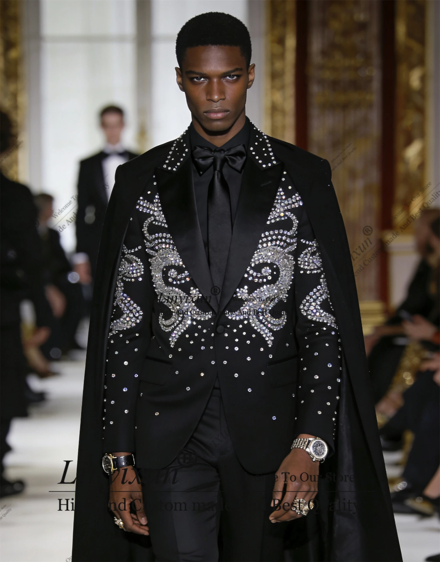 

Trendy Design Diamonds Men Suits Customized Wedding Tuxedos 2 Piece Sets Slim Fit Groom Male Blazers Party Costume Homme