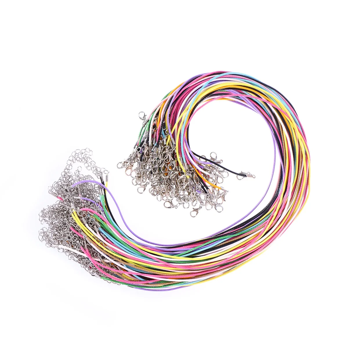 

100pcs Necklace Rope Lobster Claw Buckle Waxed Cotton Cord Adjustable Length DIY Jewelry Supplies Mix Color Wax Cords