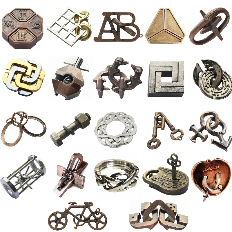Puzzle z zamkiem klasyczny IQ metalowy łamigłówka magiczne przeglądanie puzzli zabawki do gier dla dzieci dorośli śmieszne prezenty puzzle metalowe