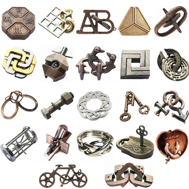 Puzzle z zamkiem klasyczny IQ metalowy łamigłówka magiczne przeglądanie puzzli zabawki do gier dla dzieci dorośli śmieszne prezenty puzzle metalowe