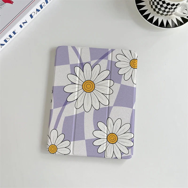 Cute Daisy Flower Cases For iPad Air 2024 Pro 11 inch 2025 iPad 10 Air 5/4 10.9 10.2 9.7 inch 10.5 mini 6 Cover with Pen Holder 2