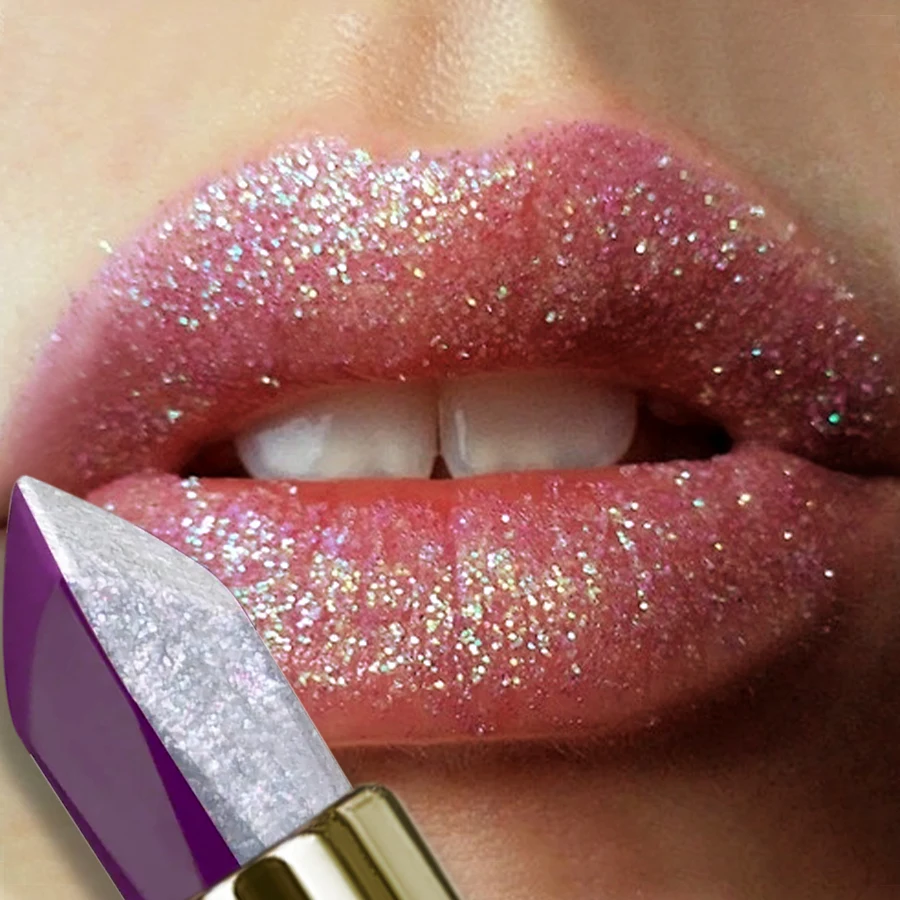 1PC Viola Glitter Rossetto bicolore Rosso Rosa Shimmer Rossetti Cosmetici Facile da usare Lip Tint Trucco coreano Lip Smalto Regali