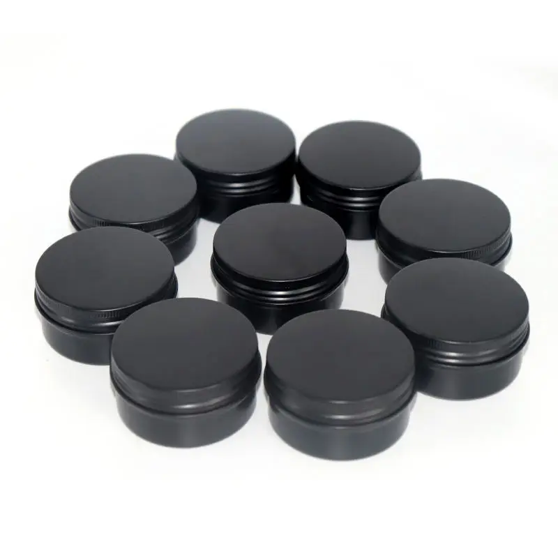 Wholesale 100Pcs 5/10/15/50/30/50/60g Matte Black Aluminum Tin Packaging Jar Empty Cosmeticos Face Mask Candle Container Pot Sma