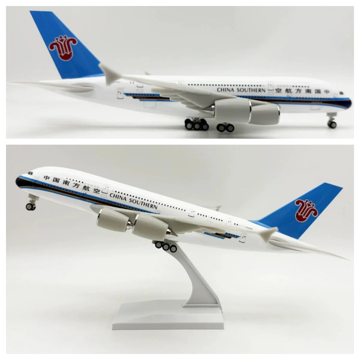 Model samolotu odlewany ciśnieniowo, skala 30 cm, żywica, A380 China Southern Airways, miniaturowy model samolotu do ekspozycji, zabawki samoloty dla dzieci.