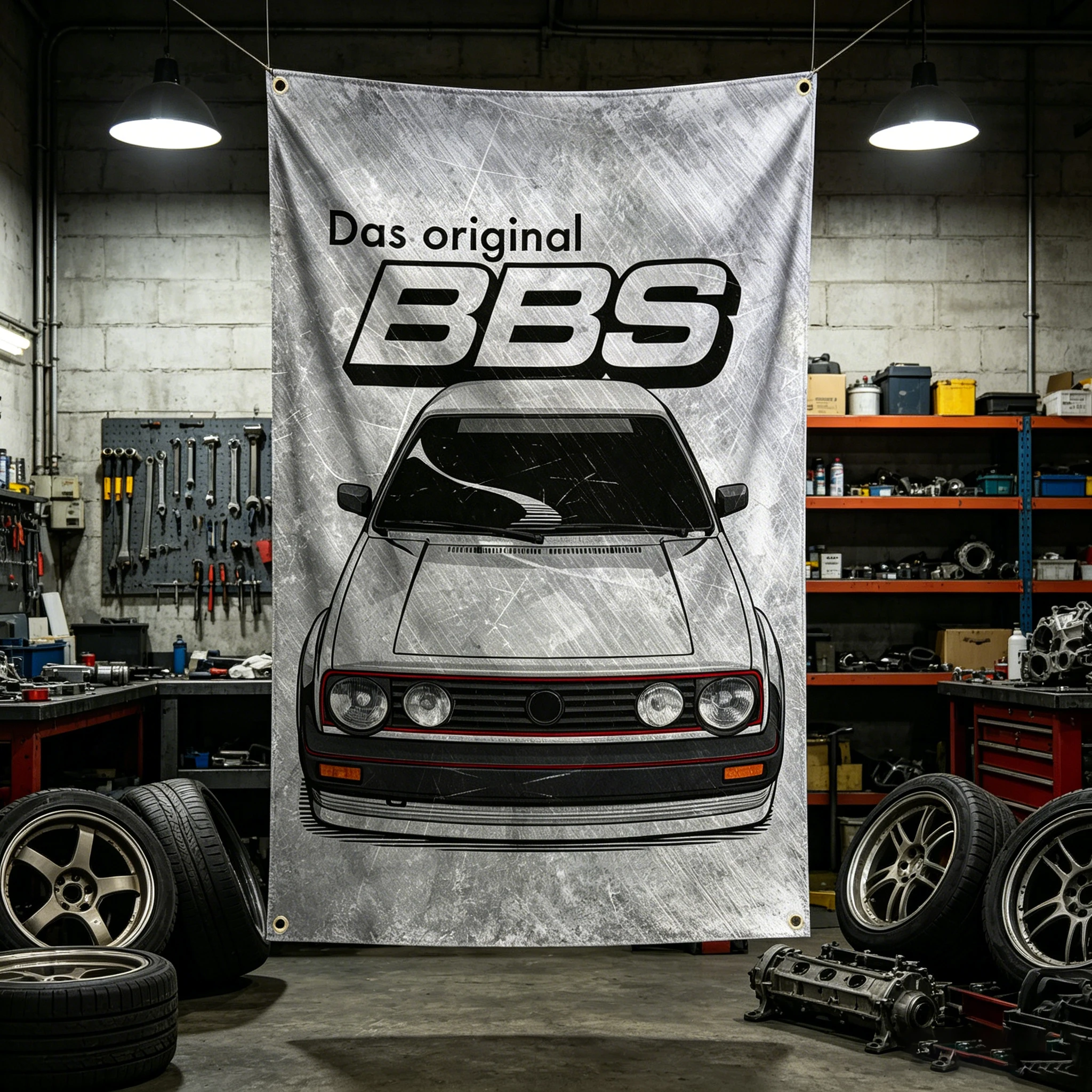 90X150cm Classic Car Tire B-BBSs Flag Auto Parts Tapestry Polyester Digital Printing Banner Garage Wall Art Out Door Decoration