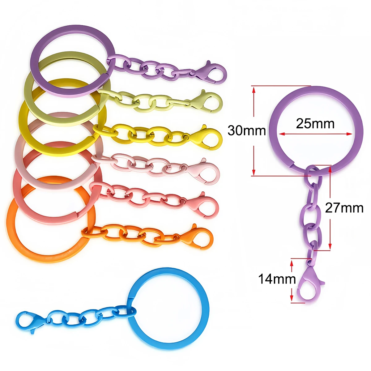 10 Stück 30mm Bunte Schlüsselanhänger Ketten Karabinerhaken für DIY Schmuckherstellung Schlüsselanhänger Anhänger Verbindungshaken Taschenhalter Zubehör – Detail 1