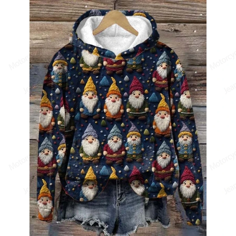 Sweat à capuche imprimé père Noël pour femme, sweat-shirt de Noël, sweats à capuche 3D, manteau flocon de neige, sweat à capuche de Noël, mode féminine, nouveau