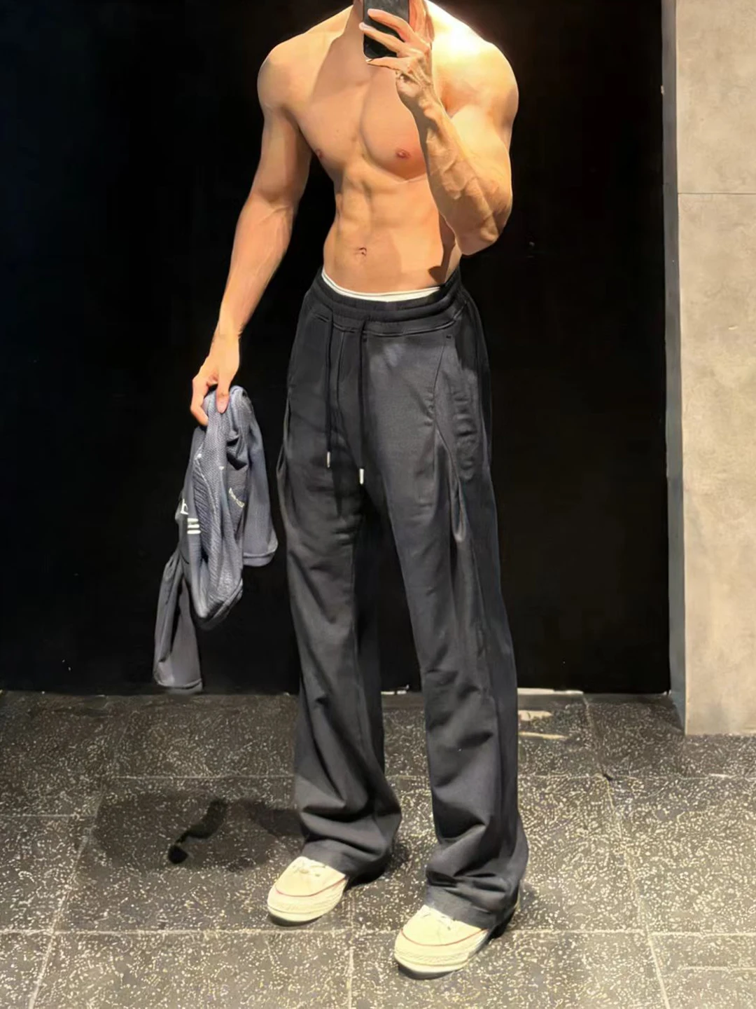 

American Style Pleated Fitness Pants Men's Casual Straight Leg Training Pants Cleanfit Drapey Sports Sweatpants