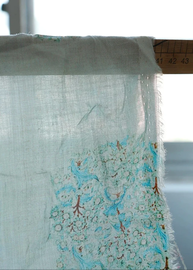 1yard lightweight and breathable Block floral print tela Natural Ramie fabric dress cheongsam shirt diy fabric for clothing