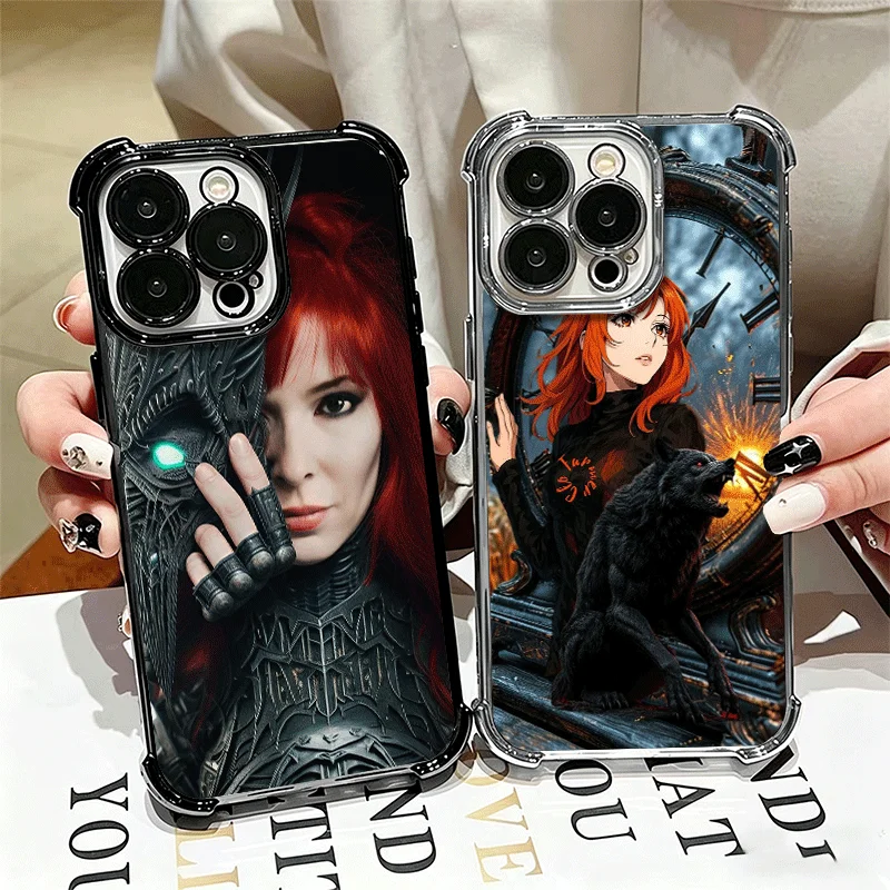 Чехол для телефона Mylene Farmer Plating для iPhone 16 17 Pro Max Air 17E 16E 14 15 Plus 12 13 11 с защитой от падений