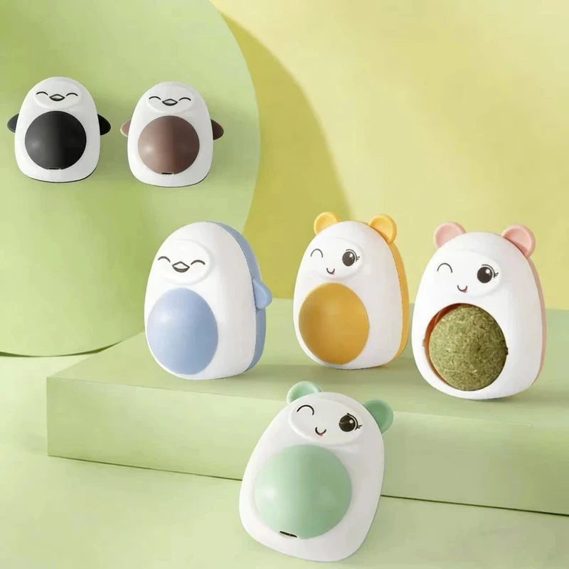Natural Catnip Ball Toy for Cats Rotating Interactive Cat Toy Teeth Cleaning Edible Cat Treats